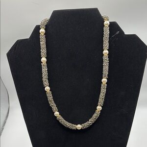 Elegant Gold and Silver Beaded Necklace
